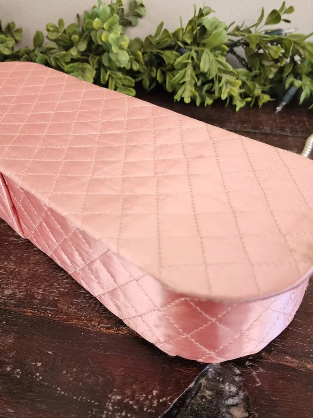 Vintage 1940's Pink Satin Covered Padded & Quilted Glove Dresser Box
